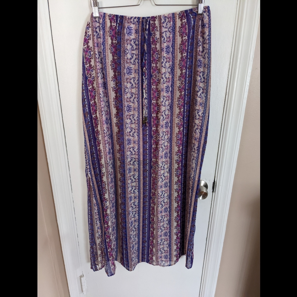 Sheer maxi skirt, lined to mid-thigh
